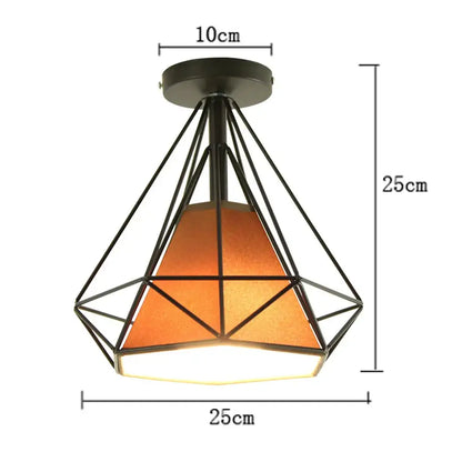Black metal geometric pendant ceiling light with amber textured glass shade for decorbites industrial vintage ceiling decor