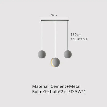 Industrial vintage cement pendant lamp with matte gray spheres and black metal hardware for kitchen dining room decorbites industrial vintage pendant lamp