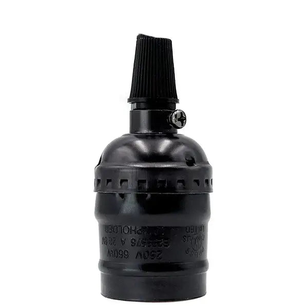 Black matte finish industrial vintage chain lamp base with ribbed top cap and engraved specs for decorbites vintage decor