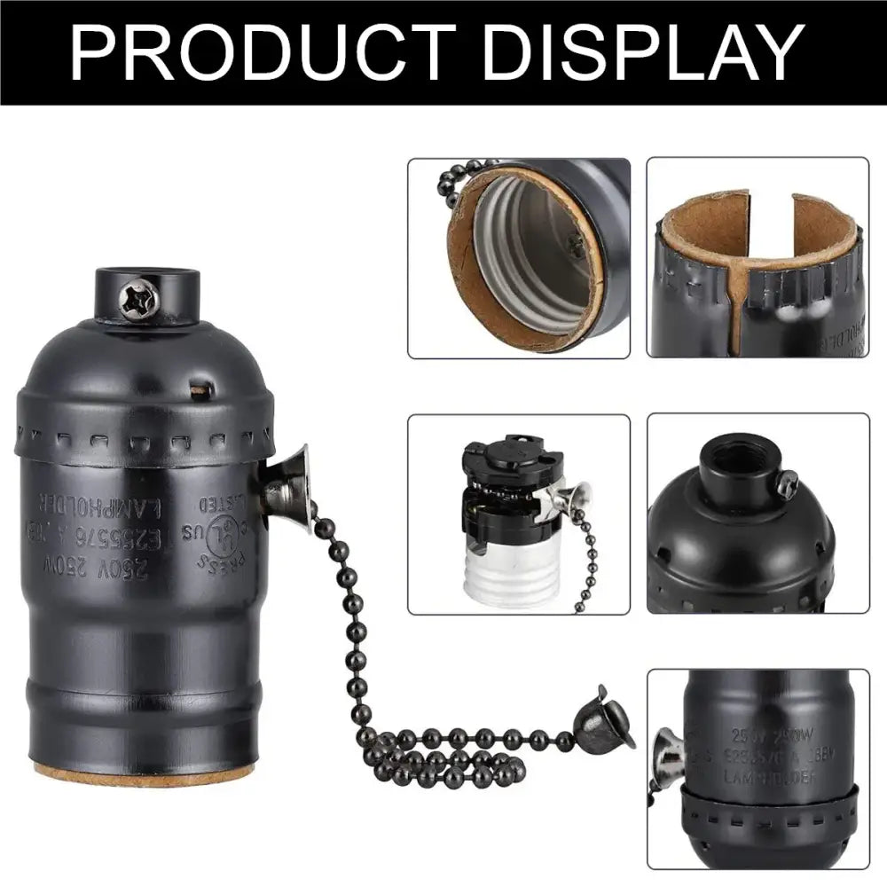 Black metal lamp base with chain pull switch industrial vintage chain design for dining room decorbites industrial vintage
