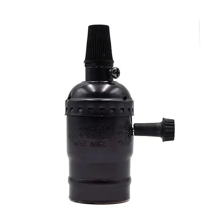 Black metal industrial vintage chain lamp base with textured grip and screw-on cap for decorbites industrial vintage use
