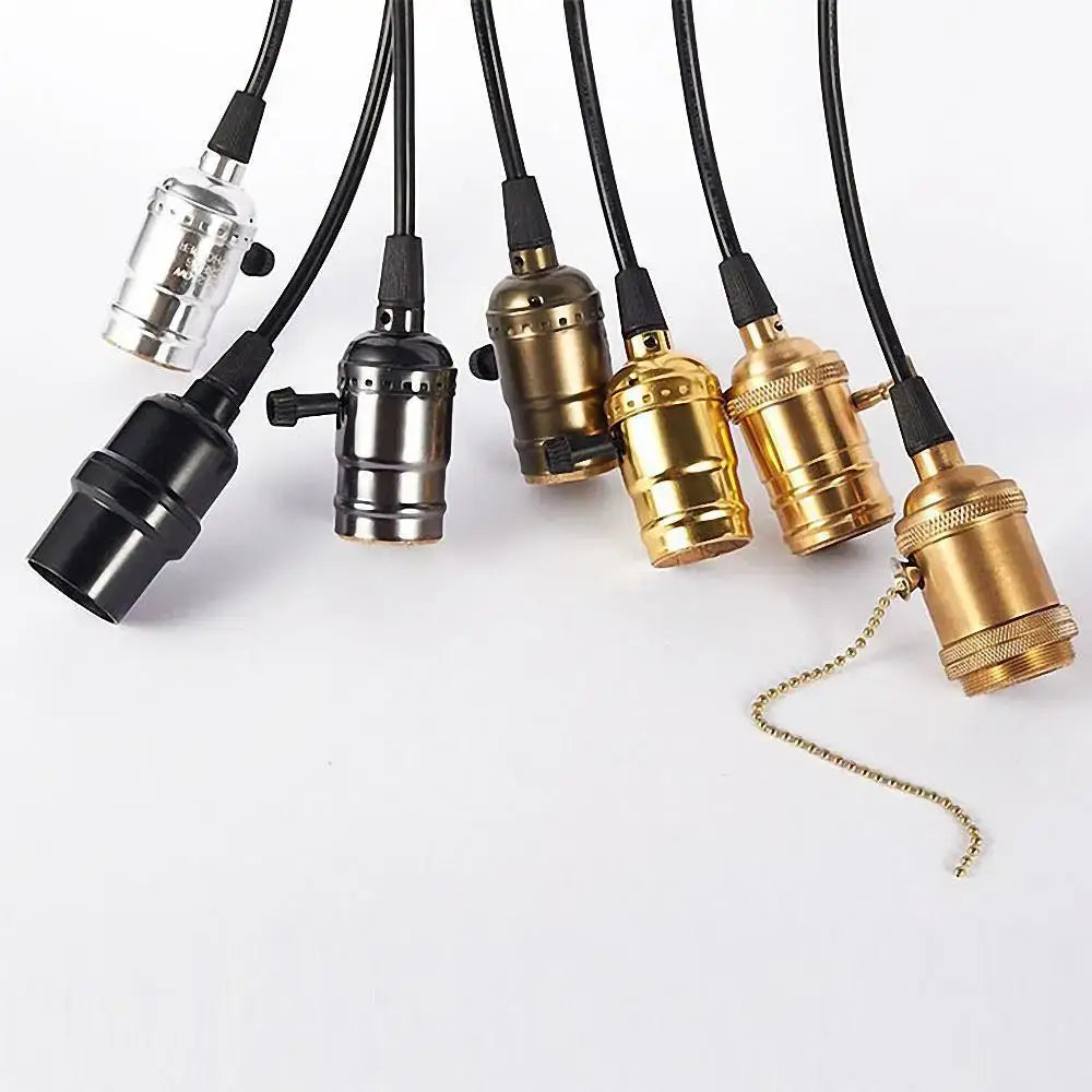Set of decorbites industrial vintage lamp base sockets in black silver and gold metal for chain lamp decor