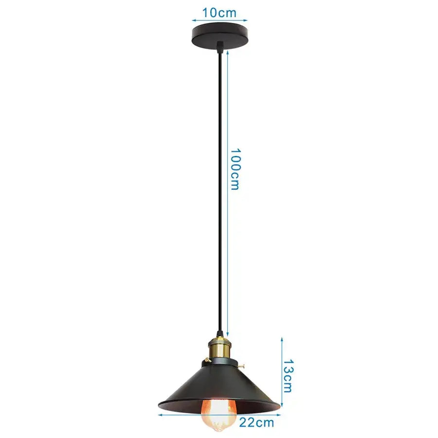 Black metal pendant light with brass accent and exposed bulb from decorbites industrial vintage chandelier collection