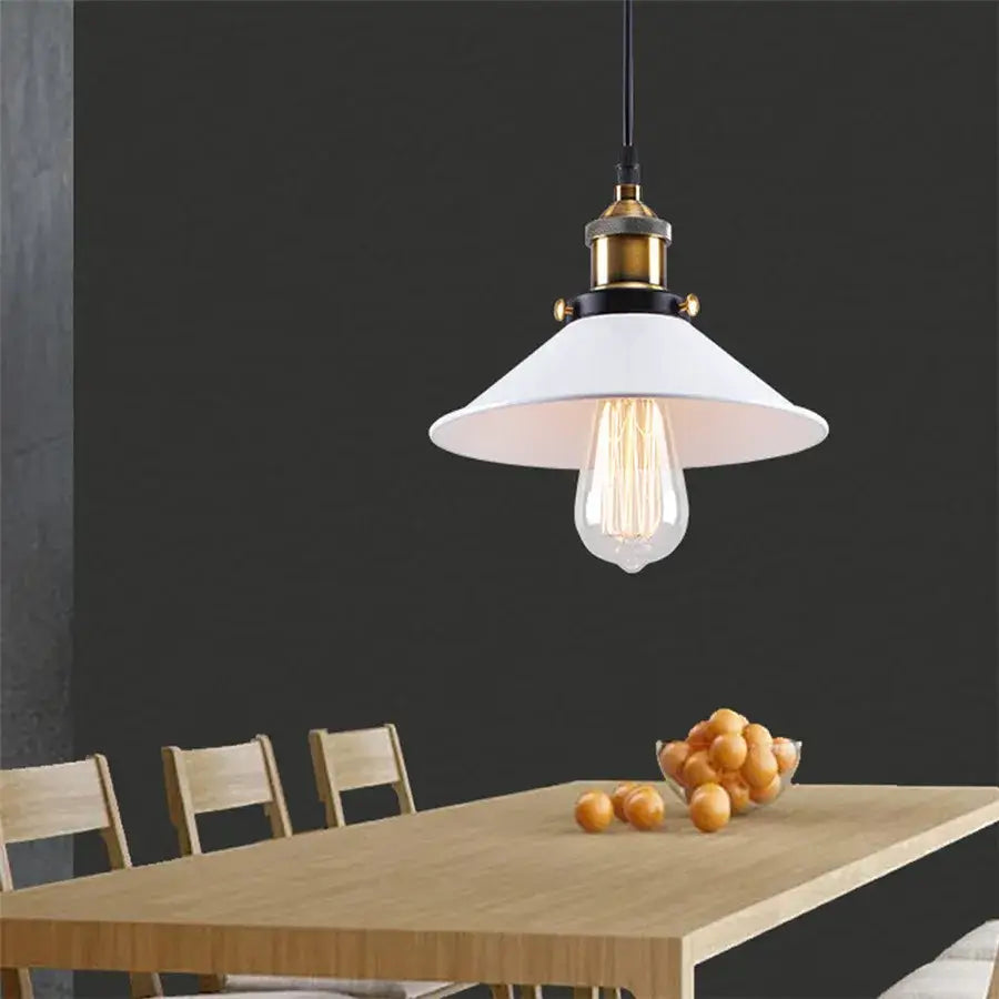 White ceramic pendant light with brass accents and exposed filament bulb in decorbites industrial vintage chandelier for dining room