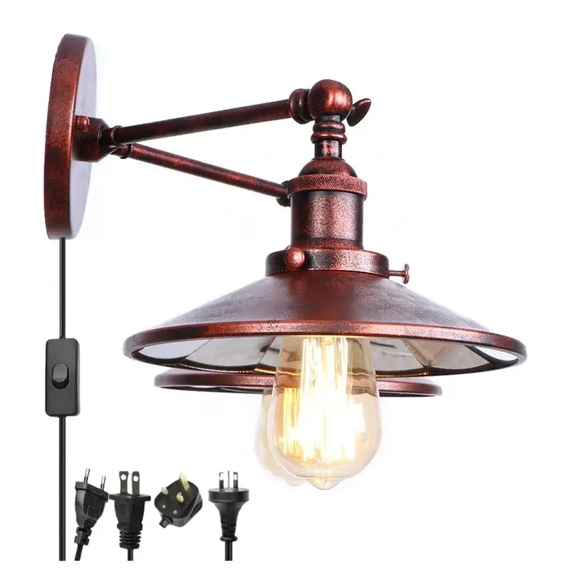 Industrial vintage double copper wall light with exposed edison bulb and distressed finish decorbites wall light