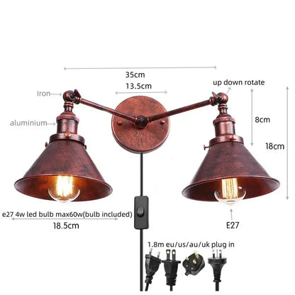 Industrial vintage gold brass wall light with copper finish double arm sconce featuring vintage edison bulbs decorbites industrial vintage