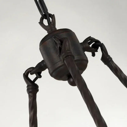 Dark bronze industrial vintage iron 8 light chandelier pendant lights with twisted chains and claw-like support arms