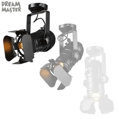 Black industrial vintage led ceiling light spotlight with adjustable arms and warm-toned bulb for dramatic shop loft decorbites industrial vintage lighting