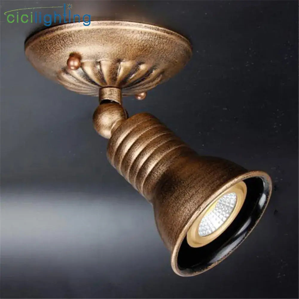 Antique brass industrial vintage led spot ceiling light with adjustable spotlight and textured vintage design for shop decorbites industrial vintage