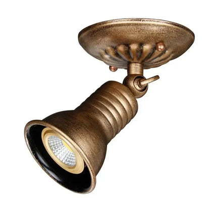 Antique brass industrial vintage led spot ceiling light with adjustable ribbed design and visible led bulb for shop decorbites industrial vintage decor