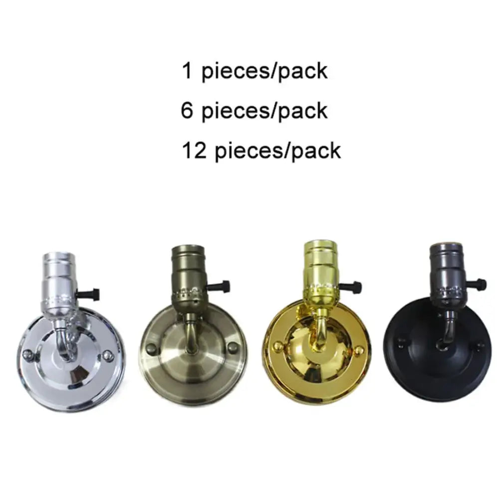 Set of four industrial vintage wall sconce lamps in chrome brushed brass gold and black finishes for bedroom use