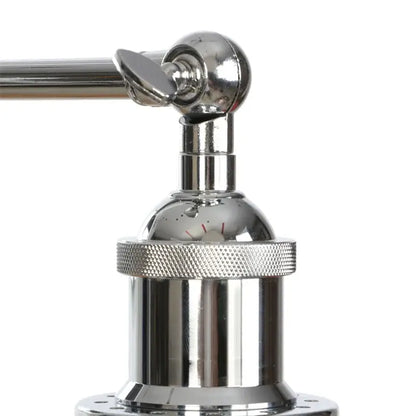 Shiny chrome-finished adjustable wall lamp with textured grip ring and spherical joint for decorbites industrial vintage silver decor
