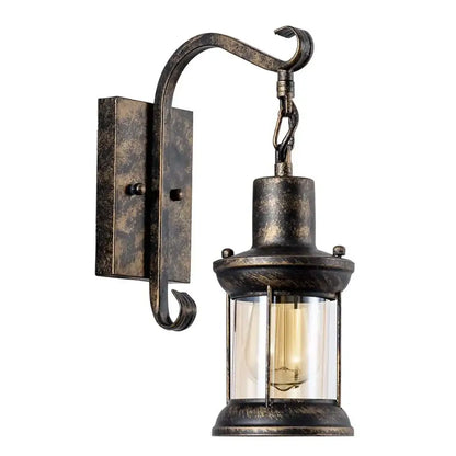 Antique bronze sconce wall light with clear glass panels and visible filament bulb for decorbites industrial vintage bedroom fixture