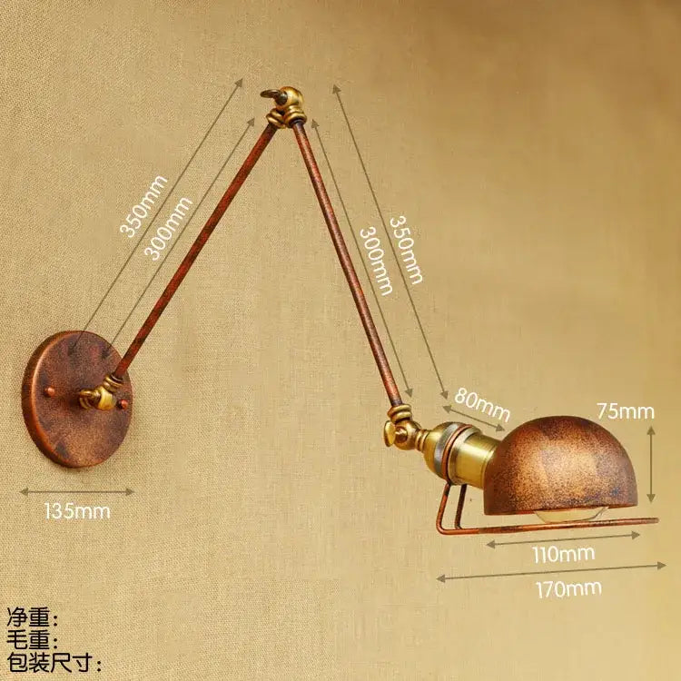 Antique brass adjustable wall sconce with domed shade and articulated arms for decorbites industrial vintage wall decor