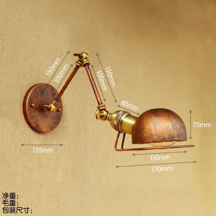 Antique brass industrial vintage wall sconce with domed shade and articulated arm for bedroom decorbites industrial vintage