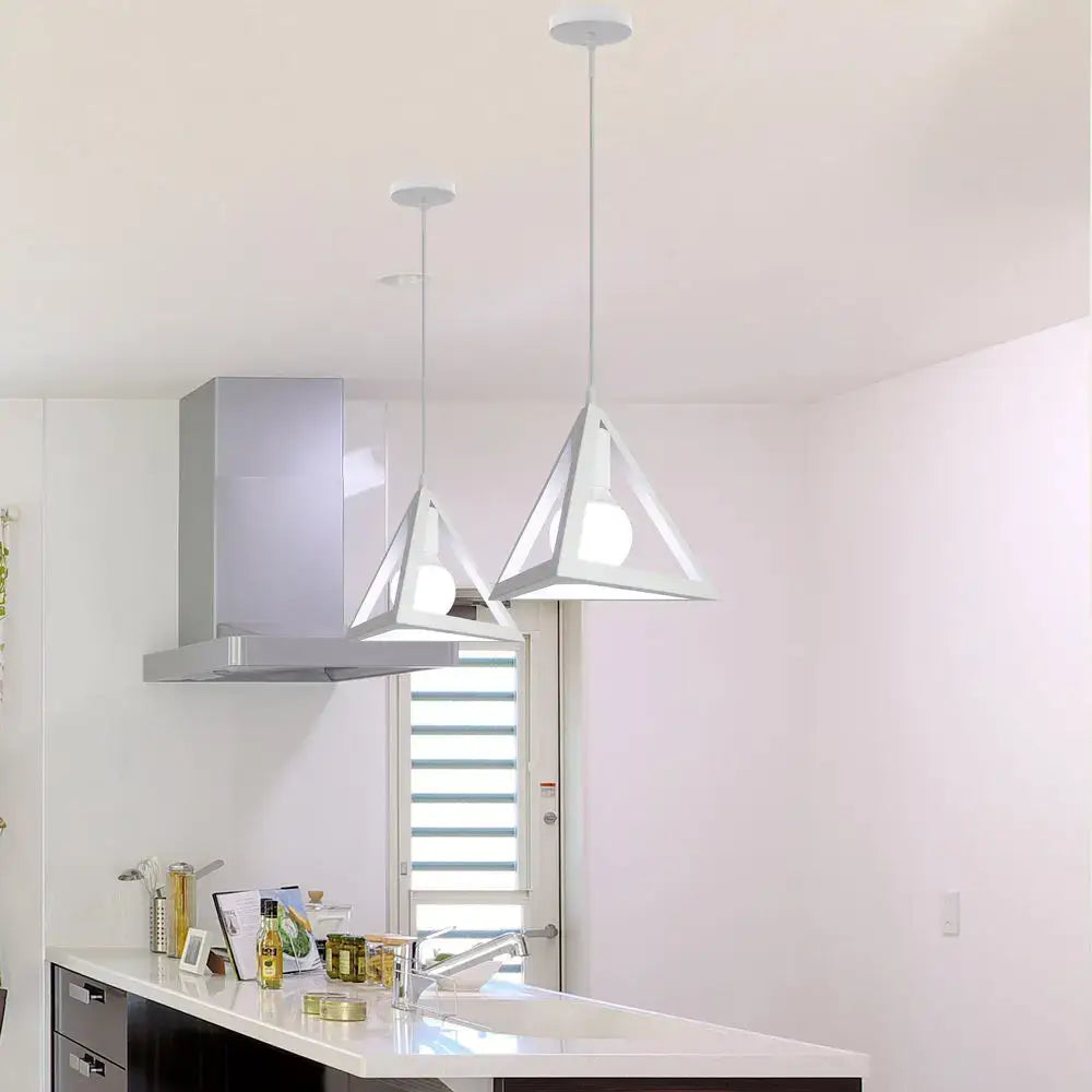 Modern white triangular pendant lights with minimalist design for decorbites industrial vintage loft kitchen decor