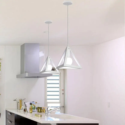 Modern white triangular pendant lights with minimalist design for decorbites industrial vintage loft kitchen decor