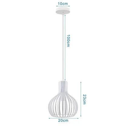 White metal cage pendant lights with modern wireframe design and cylindrical shade for industrial vintage loft decorbites