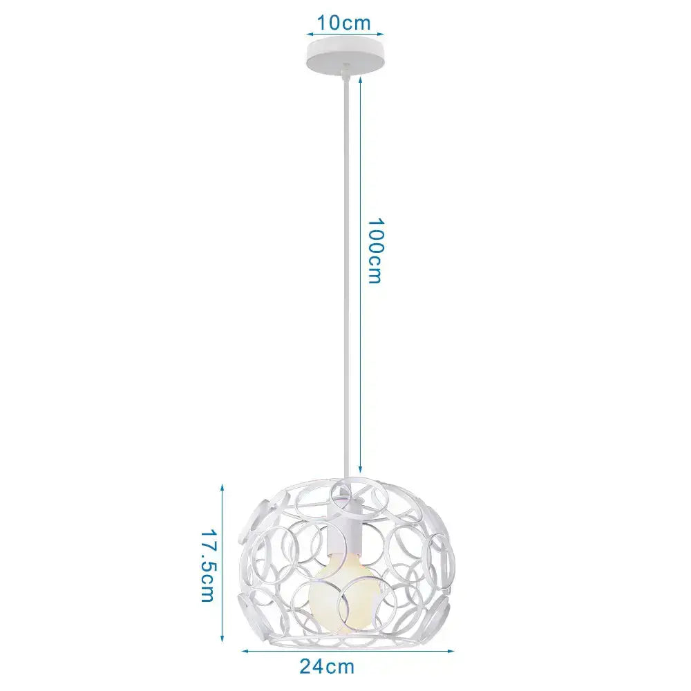 White spherical metal cage pendant lights with openwork pattern and frosted bulb for industrial vintage loft decorbites decor