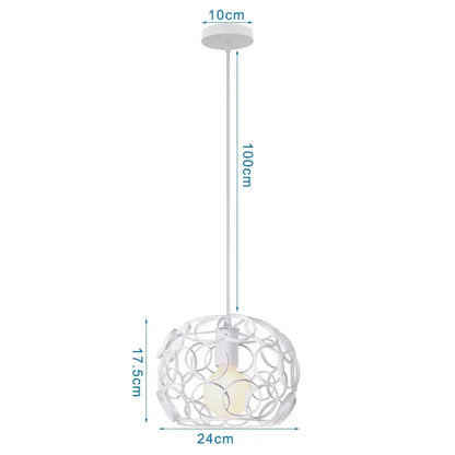 White spherical metal cage pendant lights with openwork pattern and frosted bulb for industrial vintage loft decorbites decor