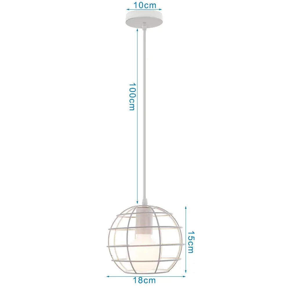 White spherical pendant lights with metal wire cage and frosted glass globe decorbites industrial vintage loft style
