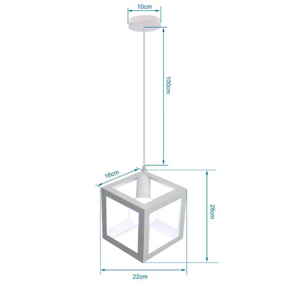 White cube-shaped pendant lights with transparent glass panels and industrial vintage metal cage decorbites industrial vintage design