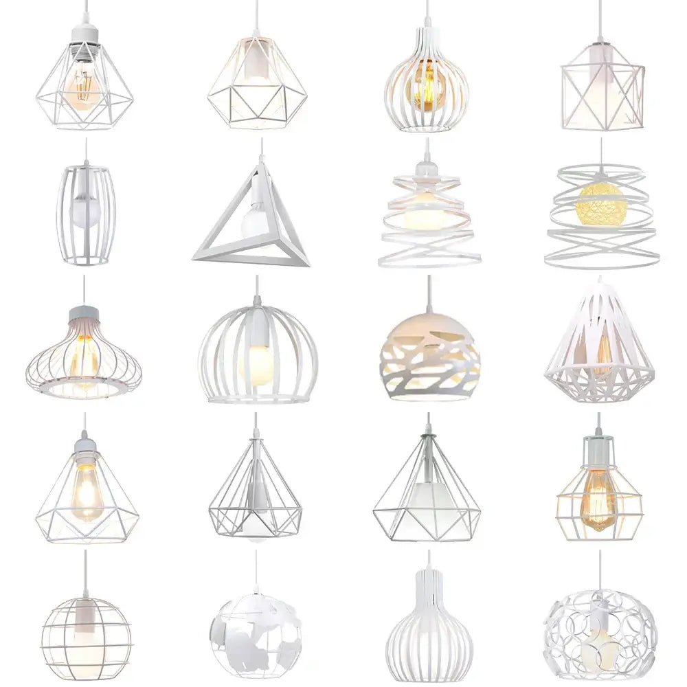Industrial vintage white wrought cage pendant light with exposed filament bulbs for living room decorbites industrial vintage