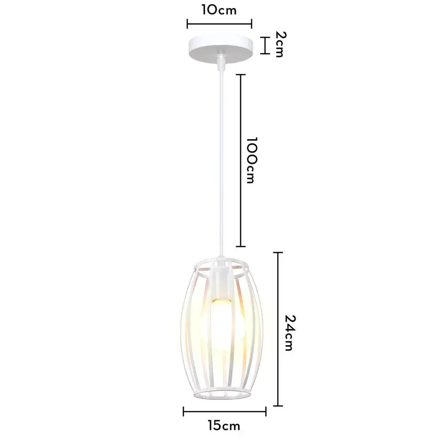 White wrought cage pendant light with frosted glass shade for living room decorbites industrial vintage style