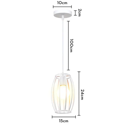 White wrought cage pendant light with frosted glass shade for living room decorbites industrial vintage style
