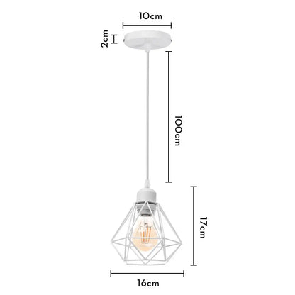 White geometric pendant light with wrought cage and exposed filament bulb for living room decorbites industrial vintage style