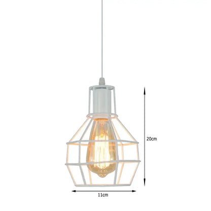 White metal pendant light with wrought cage and exposed filament bulb decorbites industrial vintage for living room