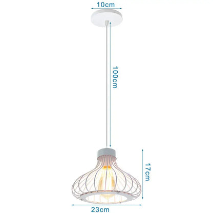 Industrial vintage white wrought cage pendant light with warm glow for living room decorbites pendant light