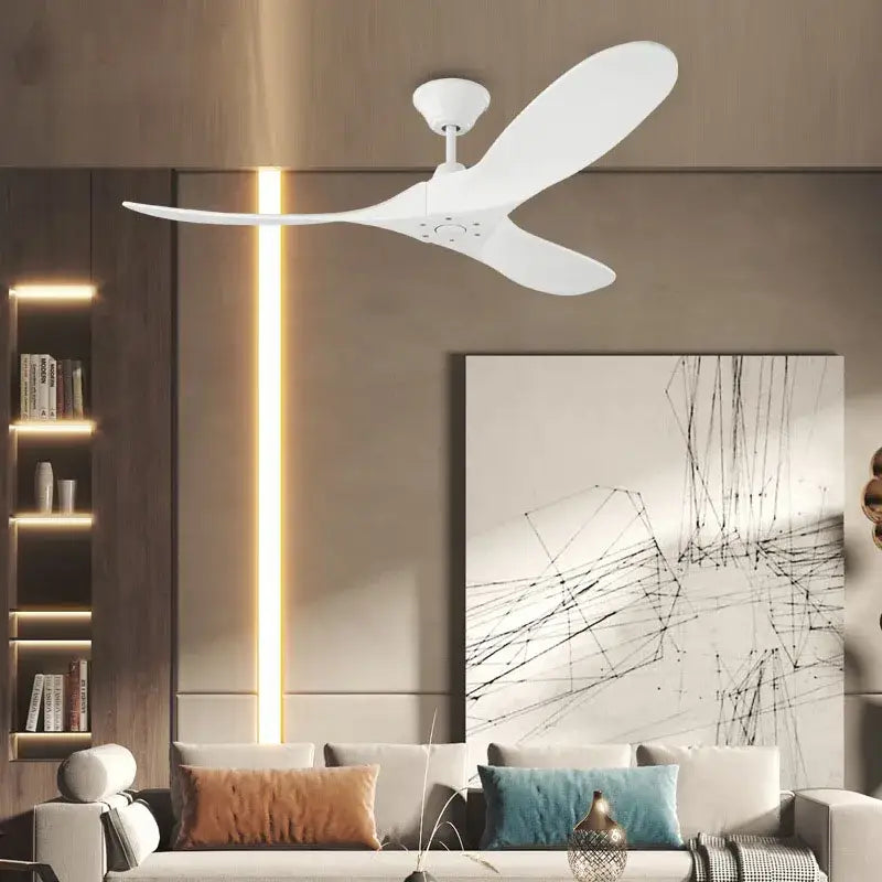 White three-blade ceiling fan with sleek modern design for decorbites industrial vintage wooden brushed nickel living room