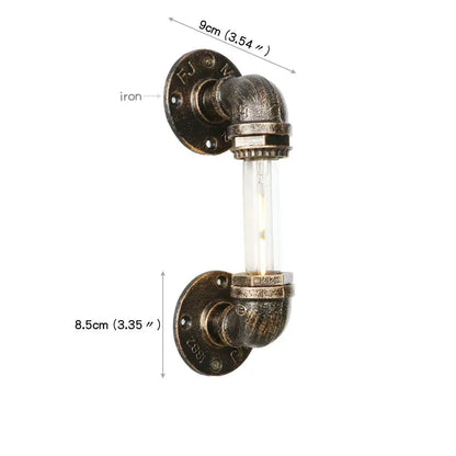 Industrial water pipe wall sconce made of vintage patina iron with exposed edison bulb for living room decorbites industrial water