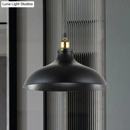 Black matte industrial pendant light with brass fixture wrought iron dome for led incandescent fluorescent 110v-120v lighting