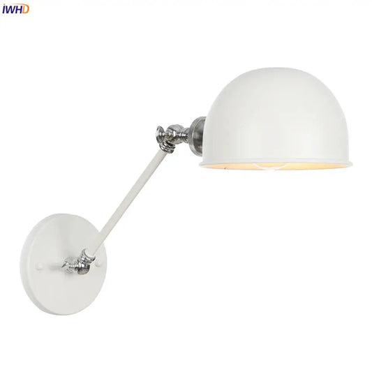 White dome-shaped wall sconce with chrome adjustable swing arm and mounting plate for decorbites adjustable swing arm decor