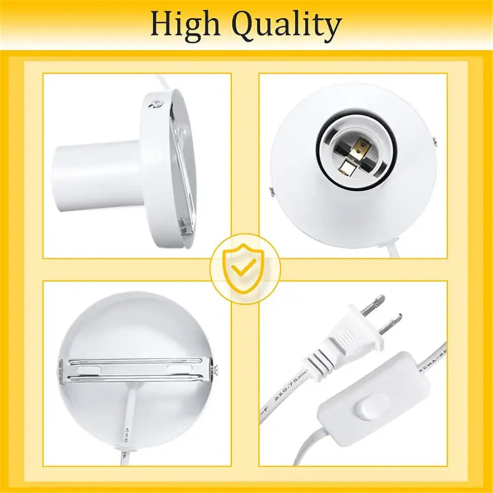 White circular ceiling-mounted led lamp base with standard bulb socket and switch for decorbites industrial white table use