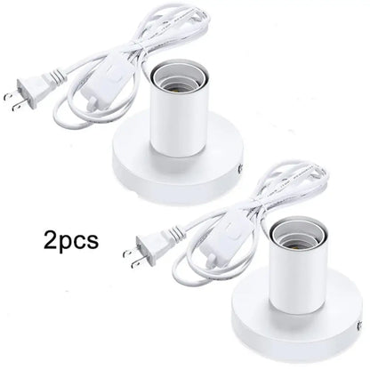 Industrial white table lamp base with white plastic wall-mounted lamp sockets power cords and switches for bedroom decorbites industrial white