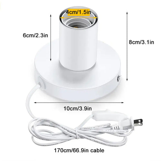 Industrial white table lamp base by decorbites with cylindrical design, circular mounting plate, and 170cm power cord