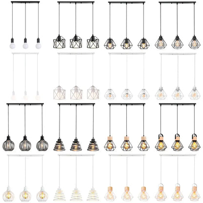 Black and white geometric pendant light with exposed bulbs industrial wood pendant for dining room decorbites industrial wood