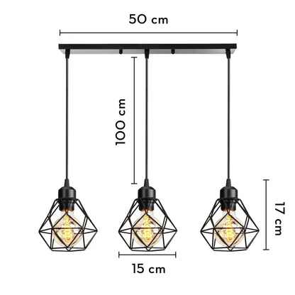 Black metal geometric industrial wood pendant light with three exposed filament bulbs for dining room decorbites industrial wood pendant