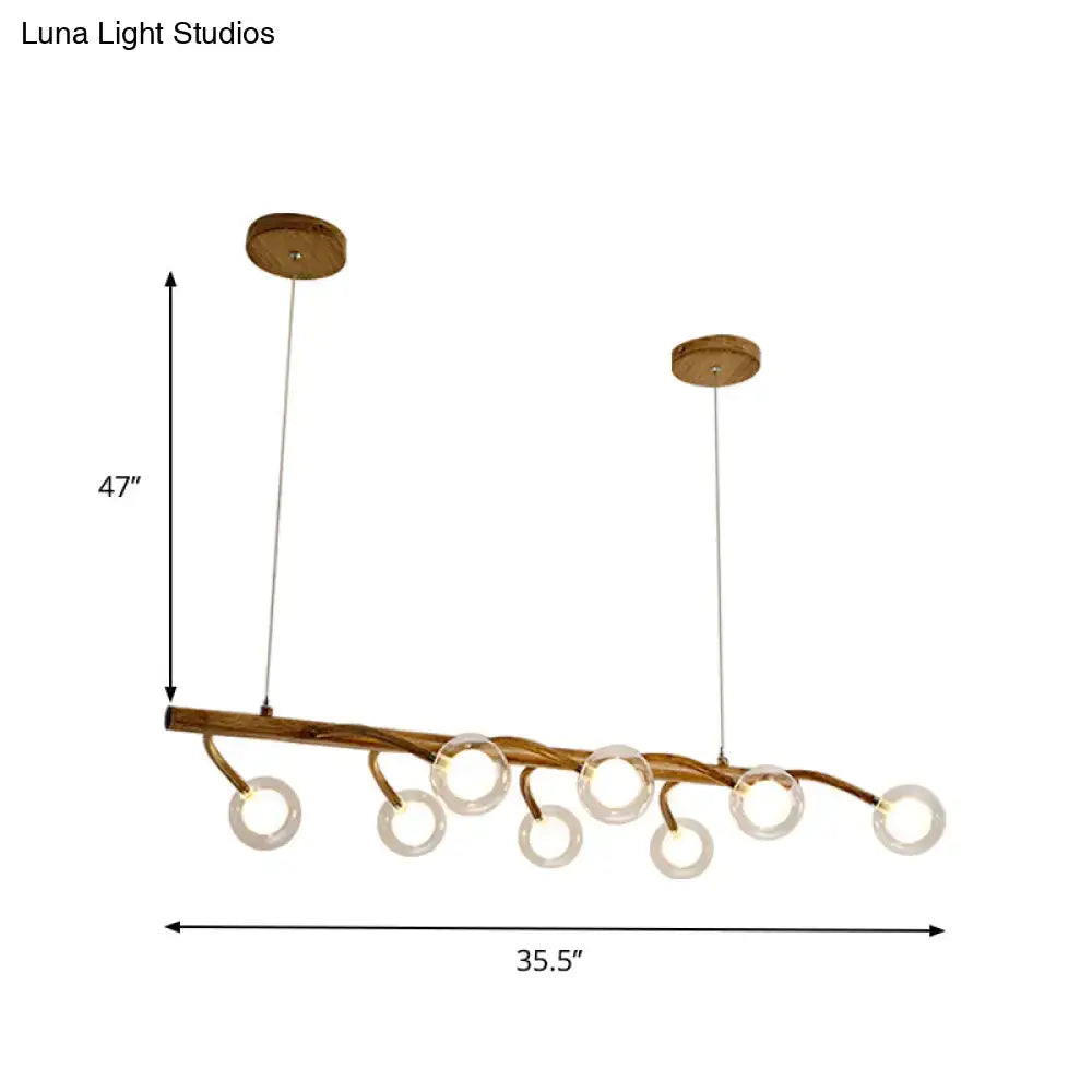 DecorBites industrial wooden chandelier with twisted bronze frame and modo clear glass shade for dining hall lighting