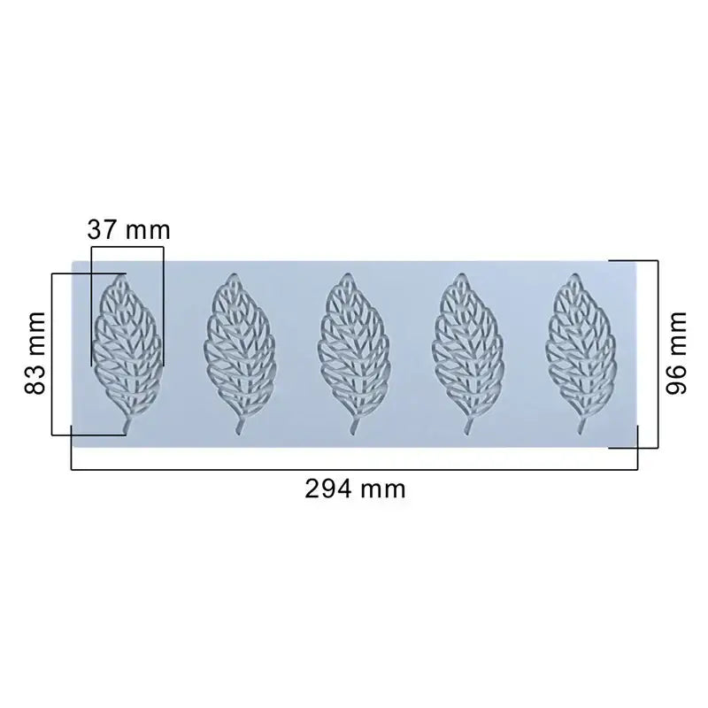Light blue silicone mold with five textured coral branch leaf impressions by decorbites for detailed crafting
