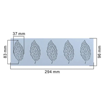 Light blue silicone mold with five textured coral branch leaf impressions by decorbites for detailed crafting