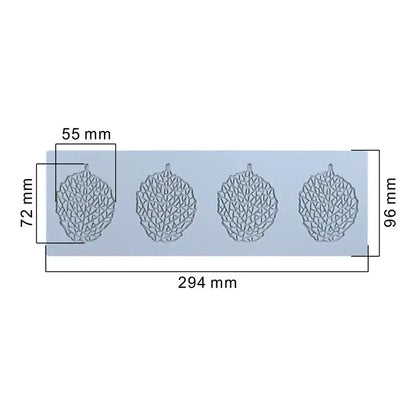 Light blue silicone mold with four detailed durian cavities from decorbites coral branch leaf kitchen tool