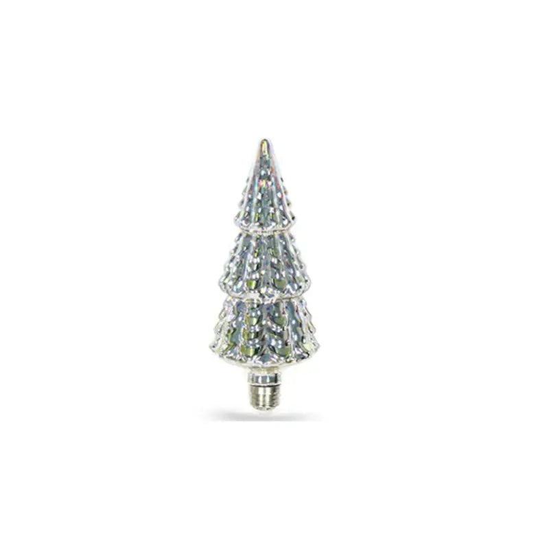 A sparkling silver christmas tree shaped decorbites 3d fireworks led bulb with faceted design for bedroom star night light