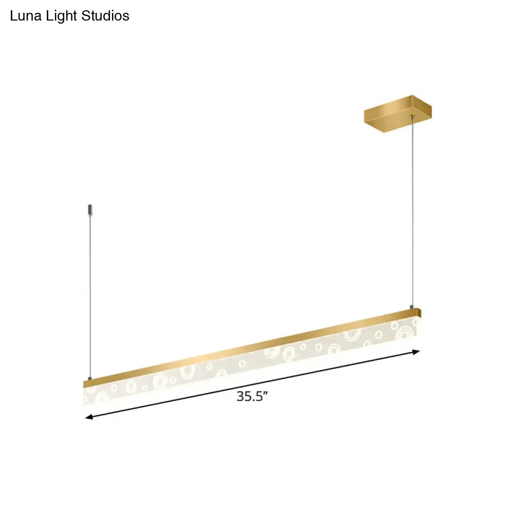 DecorBites 35.5-inch gold aluminum island lamp with frosted glass panel and warm white light fixture for dining room