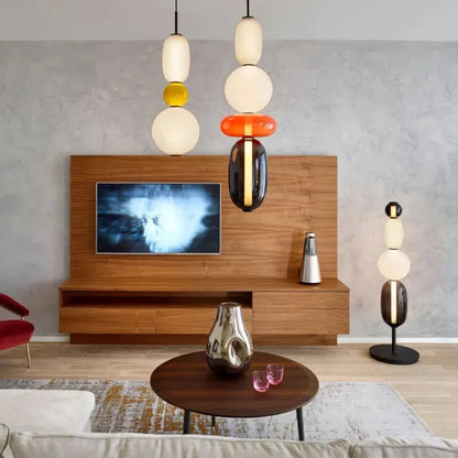 Italian Candy Glass Pendant Light in Black or White - Decorbites