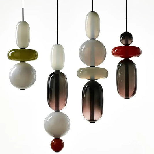 Italian Candy Glass Pendant Light in Black or White - Decorbites