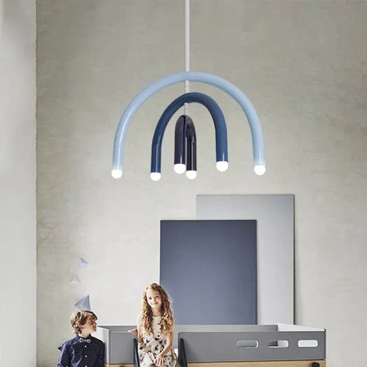 Italian Rainbow U-Shaped Pendant Light in Cream Aluminum - Decorbites